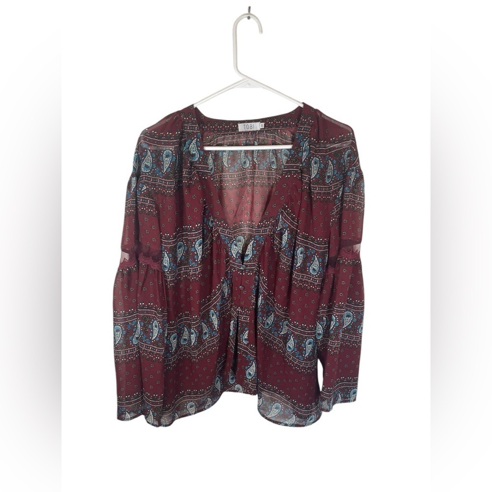Tobi Semi Sheer Paisley Oversized Kimono Cardigan